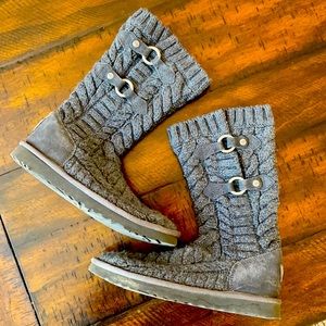 Ugg Cardy Knit Boots with Silver Buckles